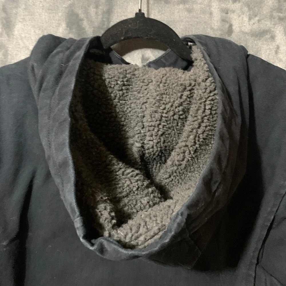Lee Jacket Mens XL LM33JK686 Black Sherpa Lined Hooded Workwear EUC